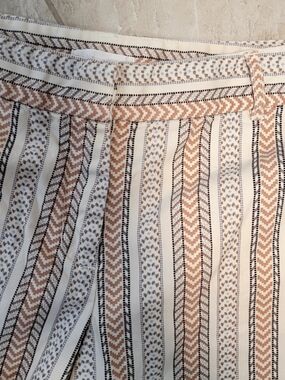 Dalia Cream Shorts with Tan & Black Stripes